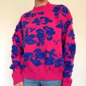 Y2K Pink & Blue Floral Knit Sweater – Flying Tomato